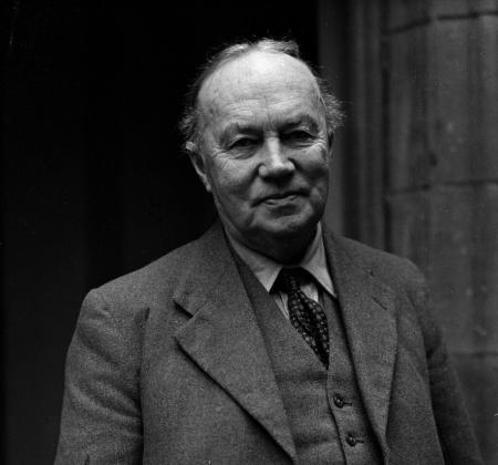 Black and white photo of Lord Lindsay in suit and tie